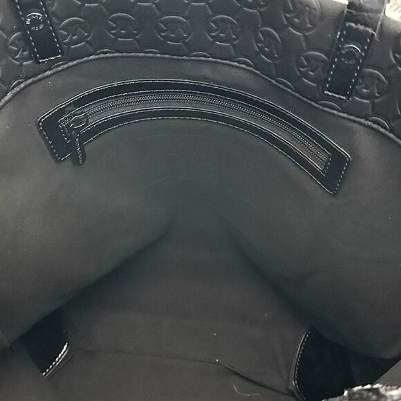 Michael Kors Signature Logo Embossed Neoprene Tote Shoulder Bag Black Large - Picture 6 of 9